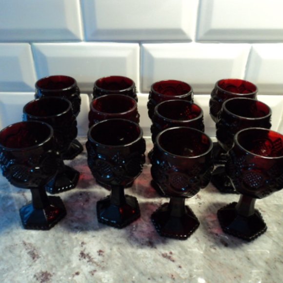 Avon Cape Cod ruby red glass cordial set of 12 - Picture 2 of 2